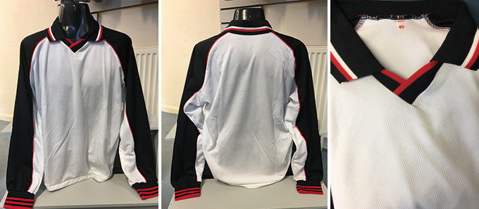 White with Black and Red detail, Football Shirt