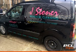 Small van graphics for local window cleaner