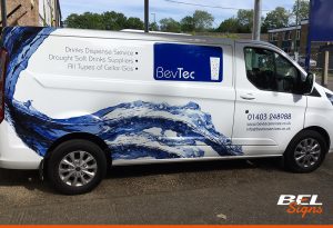 Image wrap onto side and rear for BevTec | Horsham van wrap