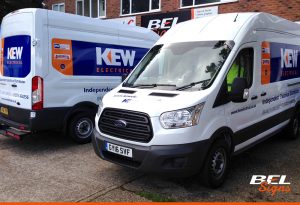 Fleet van graphics for KEW Electrical | Panel Grahics | South East Signage