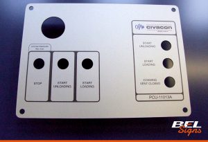 Control Panel with engraved instructions
