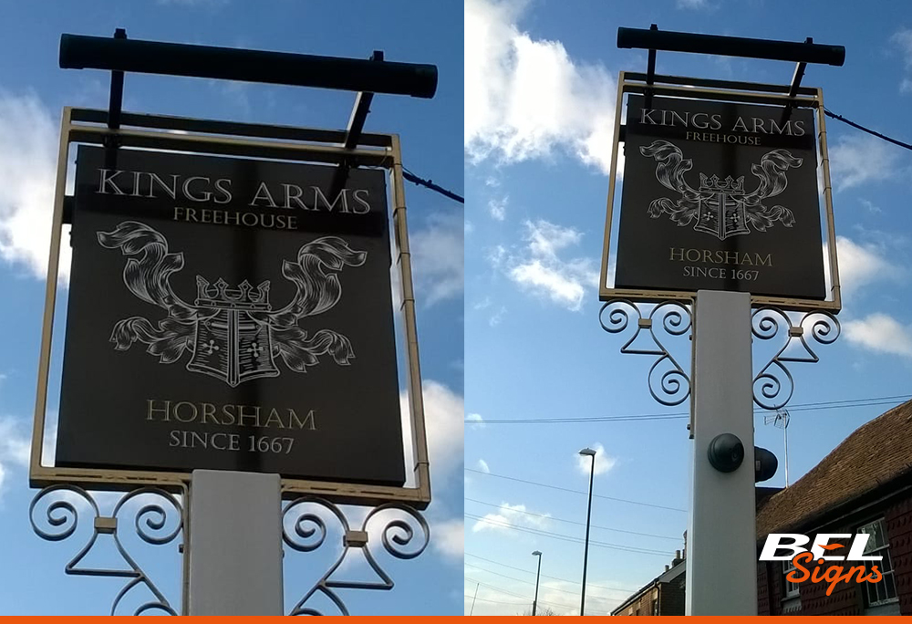 Kings Arms Pub Traditional Hanging Sign