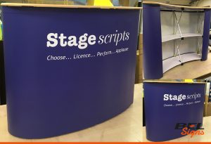 Large printed podium for Stage Scripts