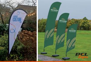 Flags for outdoor use at events and as advertising