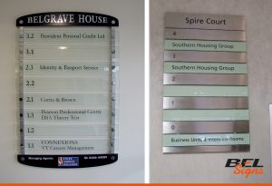 Directory signs can be a range of materials