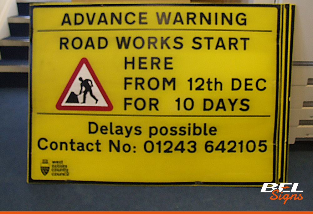 Advance Warning printed Correx Signage for temporary use
