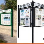 Single sided notice boards with header boards