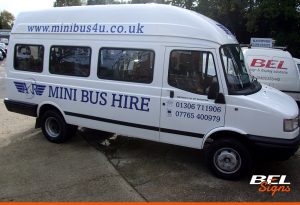 Minibus Graphics for Dorking firm | 01306 | BEL Signs