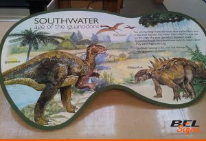 Southwater Park Dinosaur signs, informative and educational