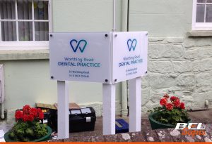 Dental signage on posts with print | BEL Signs