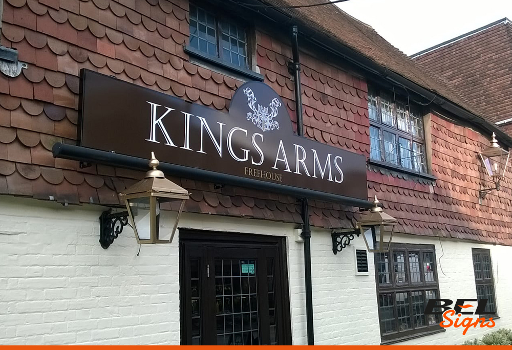 Pub signage for the Kings Arms in Horsham