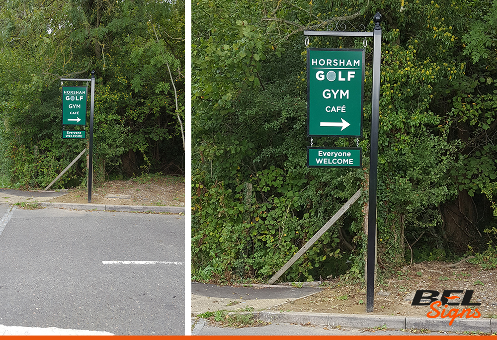 Hanging Roadside Sign for Horsham Golf and Fitness