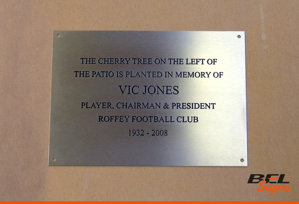 Roffey Football Club memorial plaque | BEL Signs