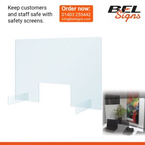 Safety Screen with or without hand gaps ideal for countertops | Coronavirus Signage
