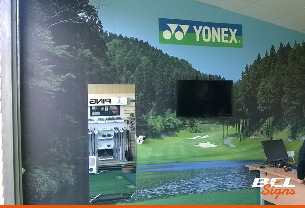 Digital wallpaper for golf shop BEL Signs