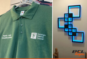 Embroidery for Horsham District Council | Bespoke 3D signage | BEL Signs