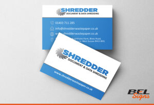 Business cards for Shredder Waste paper | BEL Signs