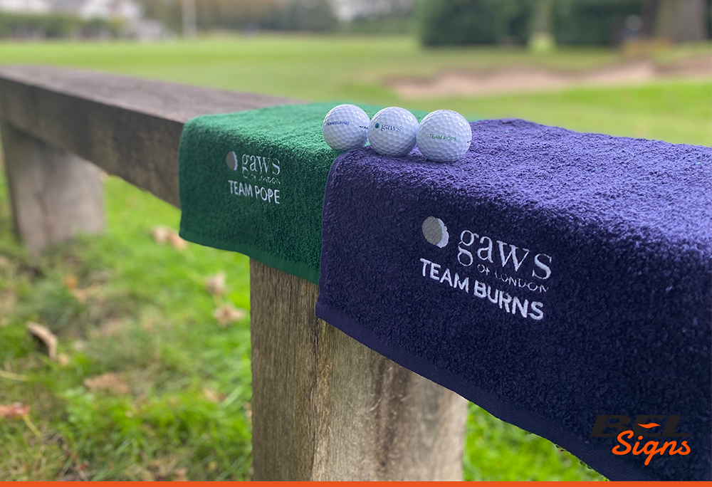Embroidery onto Golf towels for gaws of London
