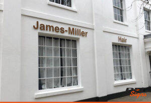 James Miller Hair lettering for exterior signage | Horsham Shop Signs
