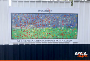 The printed hoarding panels for Westridge Construction featured local school artwork