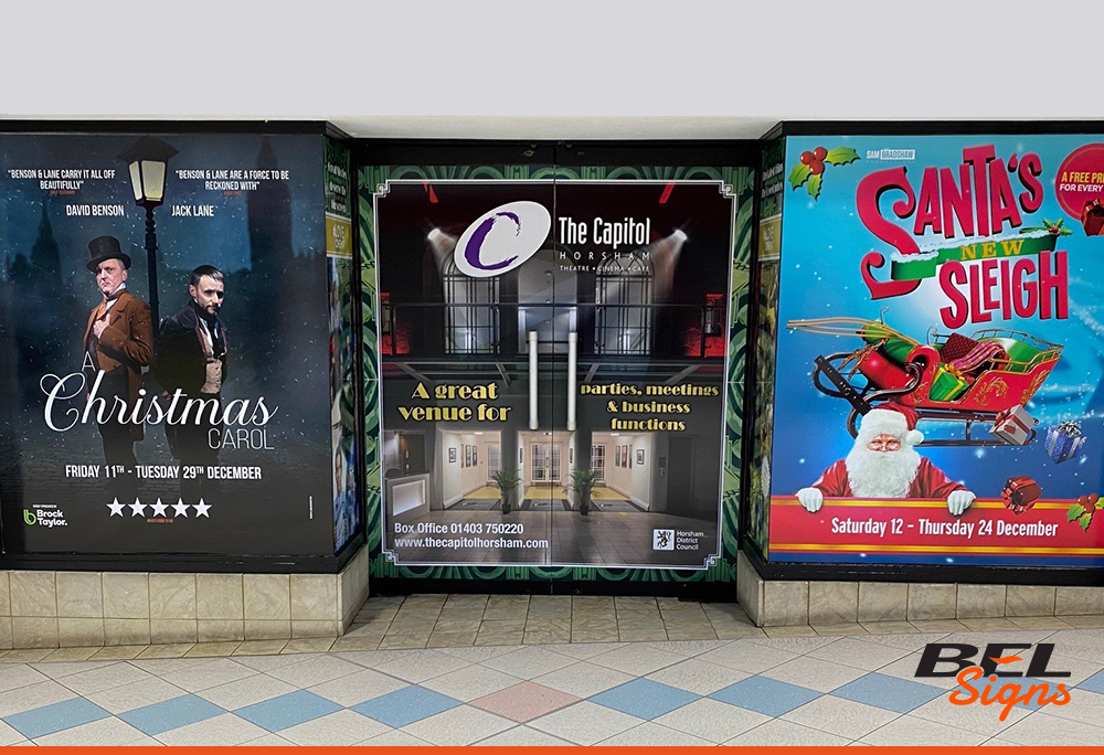 Printed window graphics for seasonal promotions | HDC | The Capitol | Swan Walk