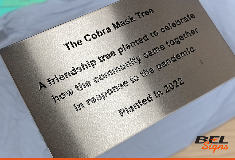 Engraved plaque for tree planting