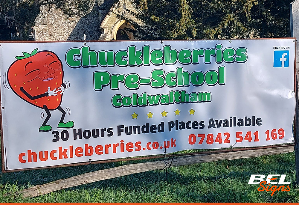 Printed banner for Chuckleberries Pre-School