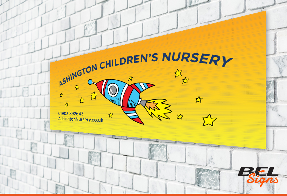 Nursery banner large format print BEL signs