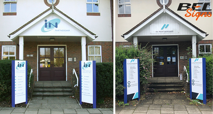 Monolith and canopy signage for rebranded In Partnership
