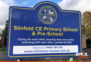 Slinfold CE Primary School shaped sign