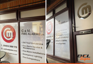 Digitally printed contravision for C&M Fire Alarms