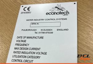 Lasered panel example for a water control system