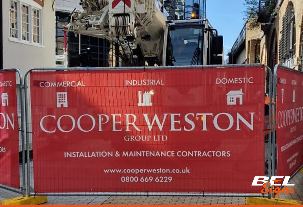 Cooper Weston Heras Fencing Mesh printed banners building site