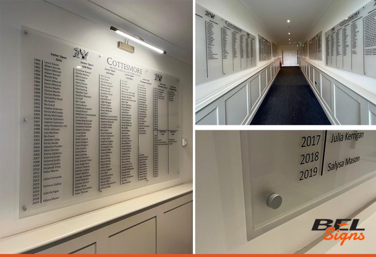 Acylic Honorboards for Cottesmore golf club