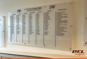 Cottesmore Golf Club Honors Boards in Acrlic with CAD cut text