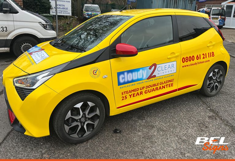 BEL Signs Vehicle Wrap Cloudy2Clear Toyota Aygo