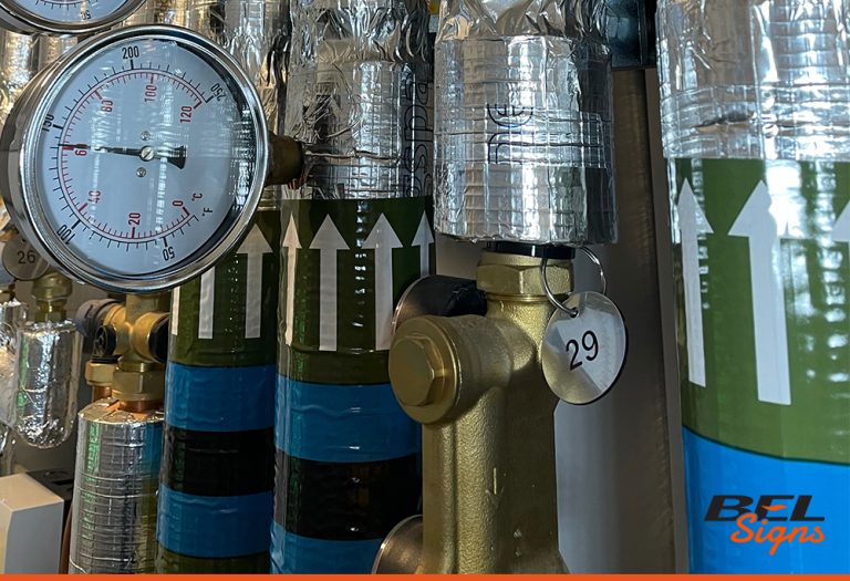 Circular Plumbing and Heating Valve Tags from BEL Signs