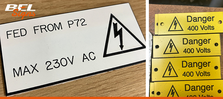 custom engraved labels for industrial and trade use