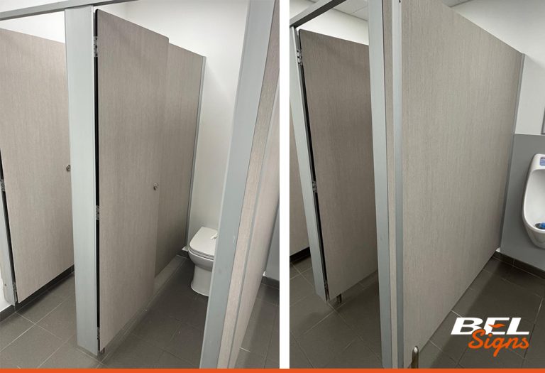 toilet cubical wraps in architectural textures sport centre