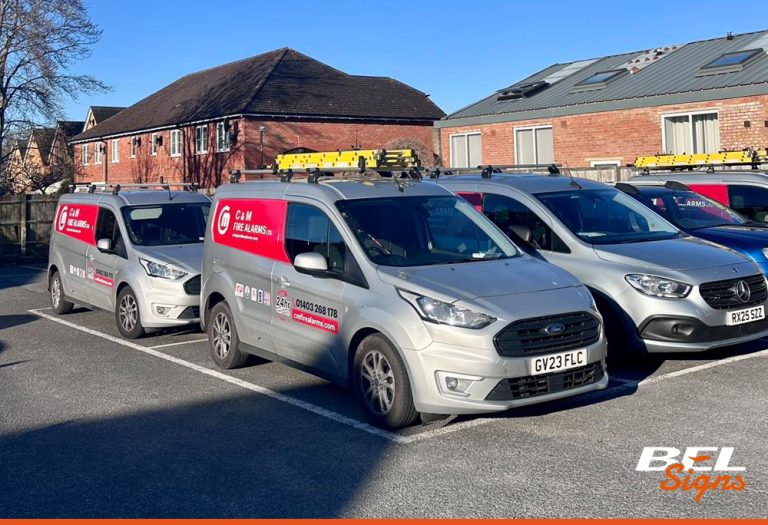 CM Fire Alarm Fleet Van Graphics with panel wraps by BEL