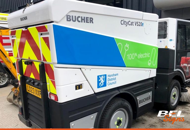 Horsham District Roadsweeper Chapter 8 Vehicle graphics BEL Signs