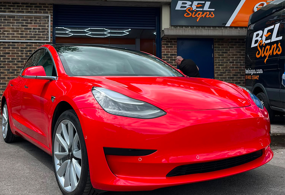 Tesla Car Wrap Bay Vehicle Wrapping BEL Horsham Sussex