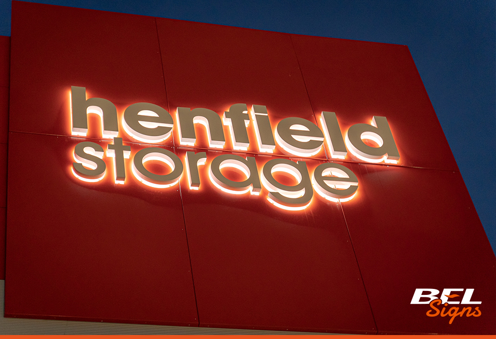 Box Tray Illuminated 3D sign Henfield Storage Brighton