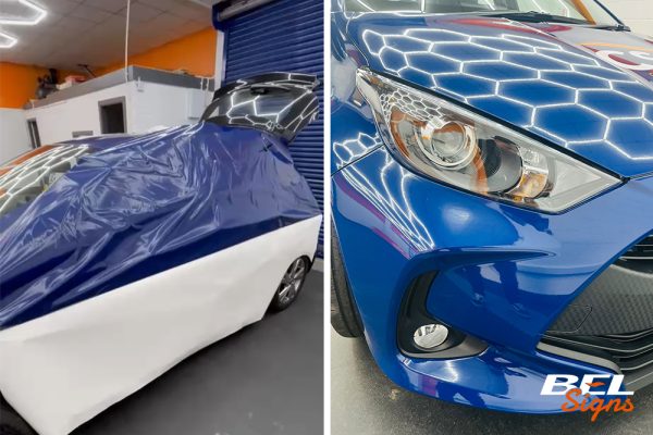Classic Services Group car wrap change in wrap bay