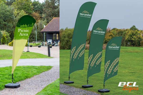Printed flags teardrop shapr and feather flags with graphics